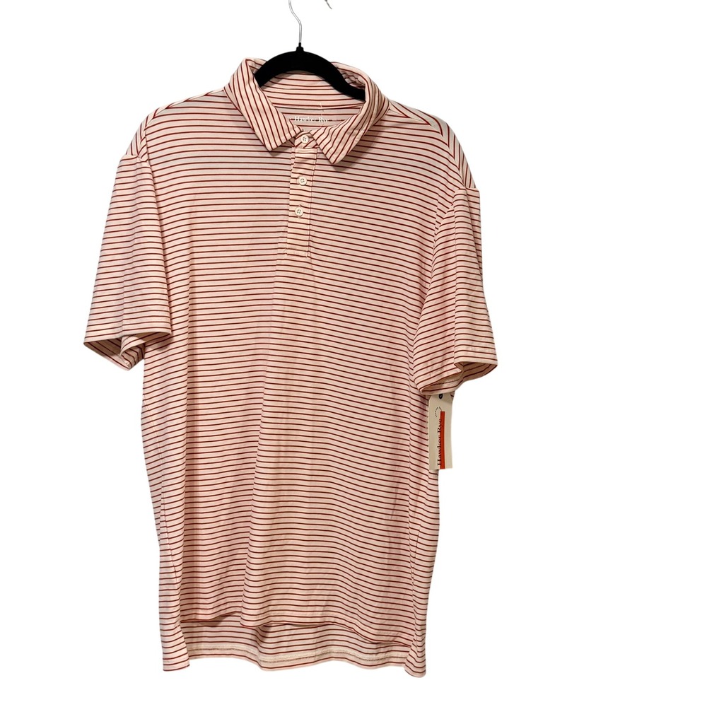 Hawker Rye Mens Red White Striped Short Sleeve Polo Shirt soft luxe  New L